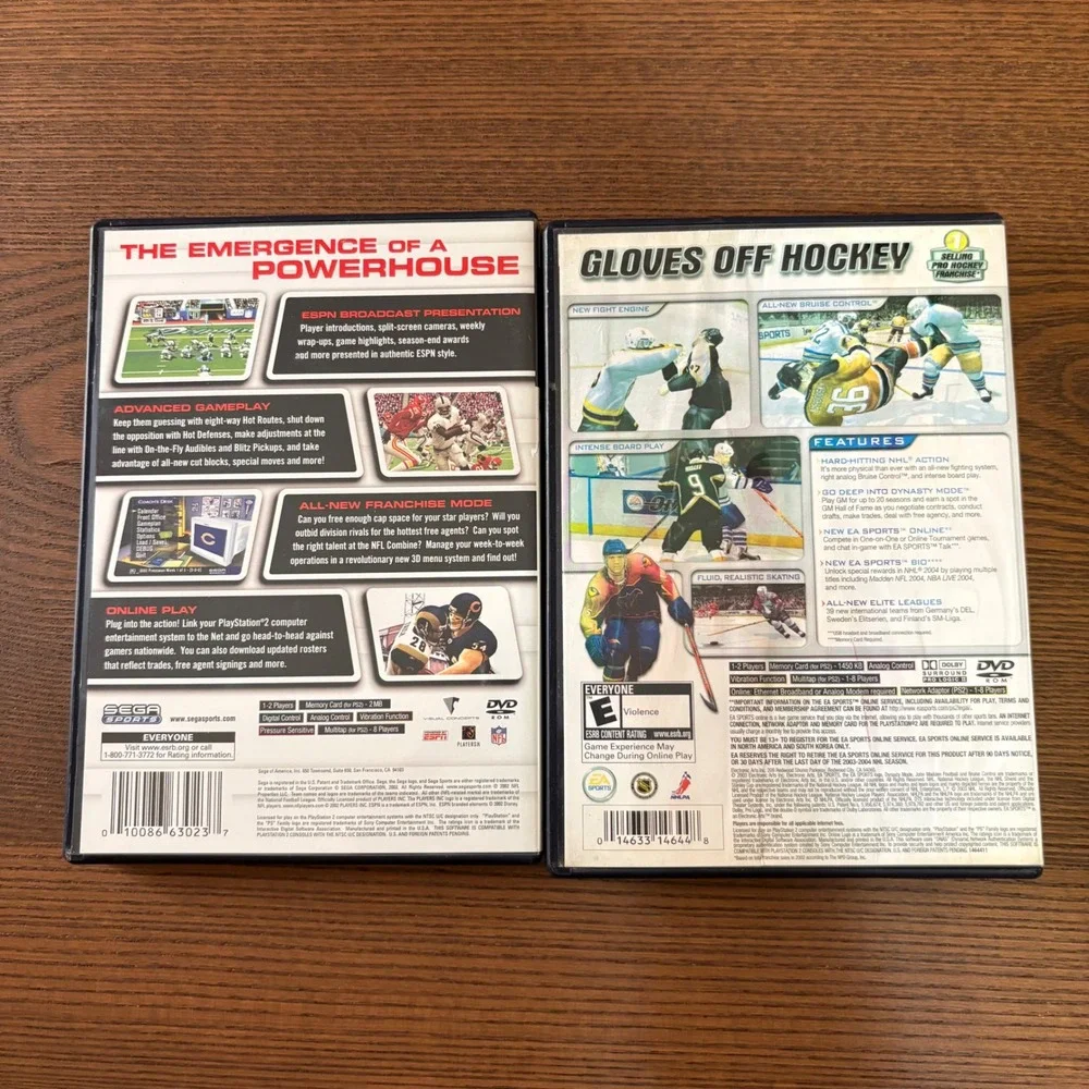 Sega EA Sports NFL 2K3 NHL 2004 PS2 Games Bundle Excellent Complete CIB Blk Case